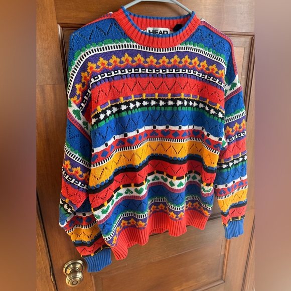 Vintage Sweaters - Vintage 80s/90s HEAD Abstract Knit Sweater